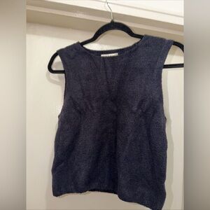 Alice + Olivia Navy Sleeveless Fuzzy Crop Top